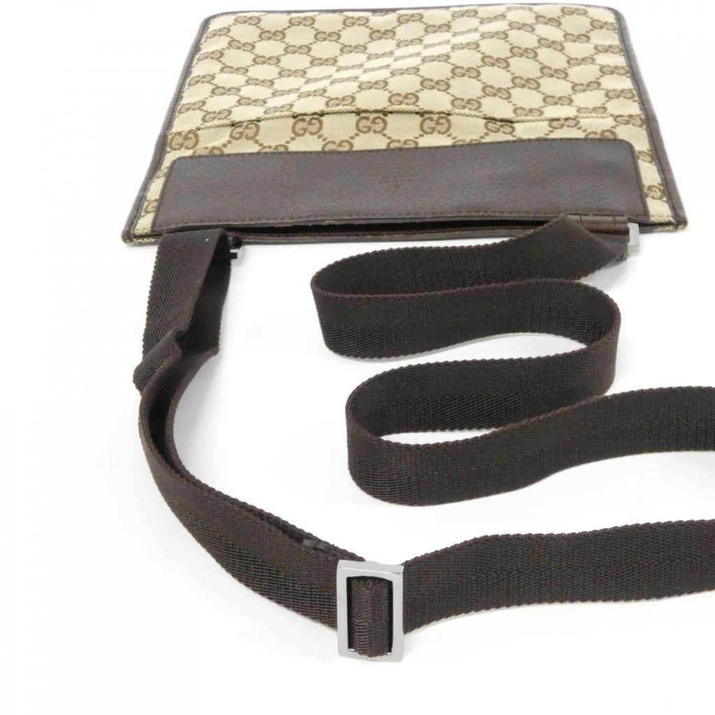 Gucci Beige Brown Gg Canvas Shoulder Bag (Pre-Owned)