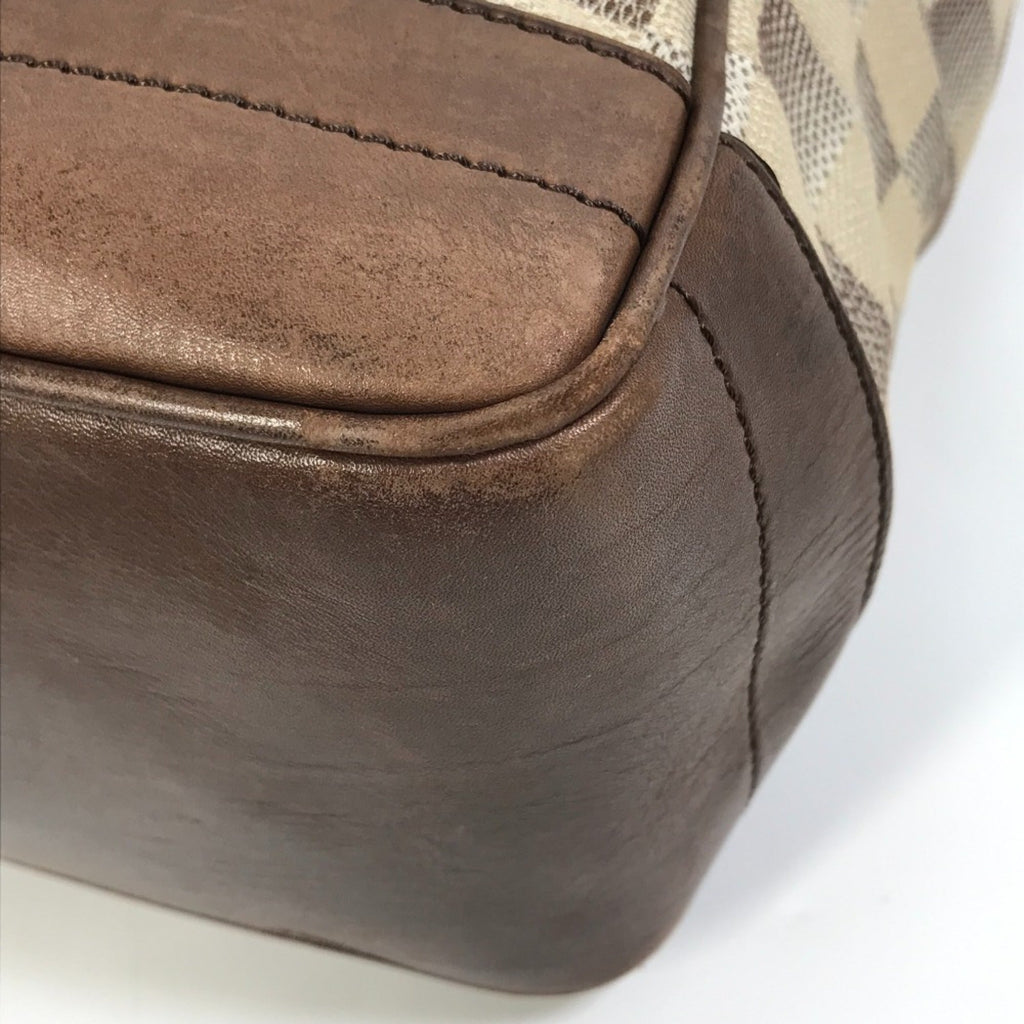 Louis Vuitton Brown White Canvas Shoulder Bag Tote Bag