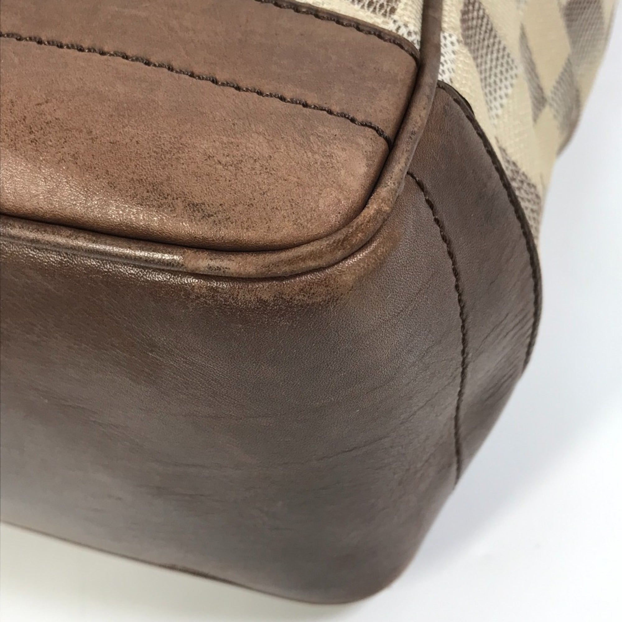Louis Vuitton Brown White Canvas Shoulder Bag Tote Bag