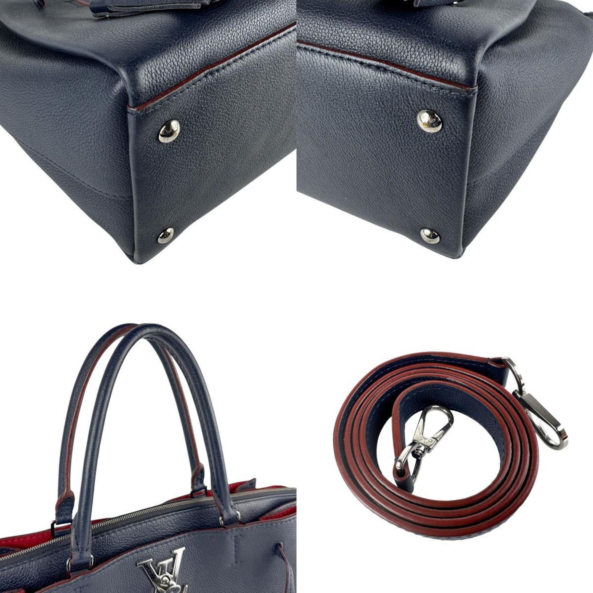 Louis Vuitton Navy Leather Handbag Shoulder Bag