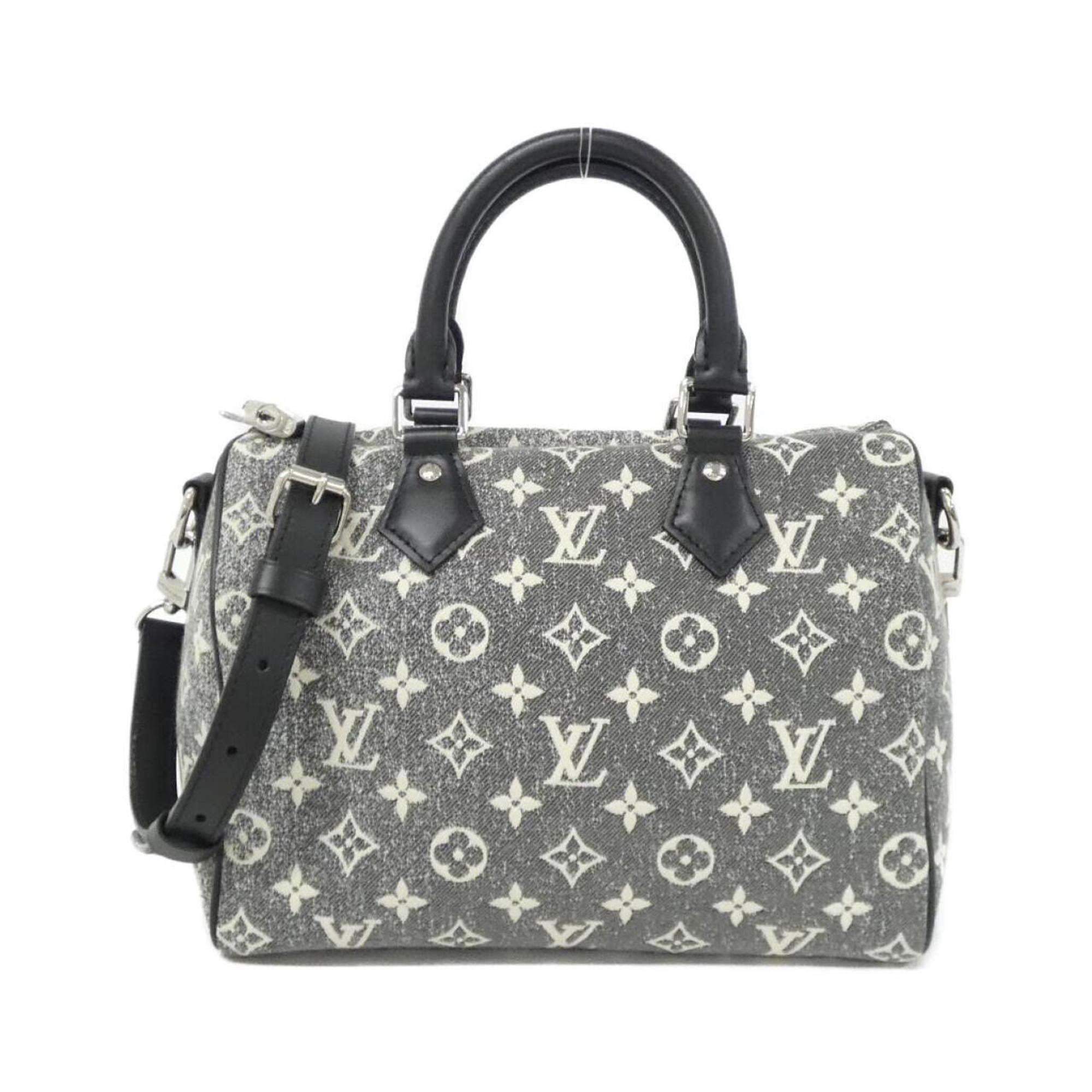 Louis Vuitton Black Gray White Canvas Boston Bag