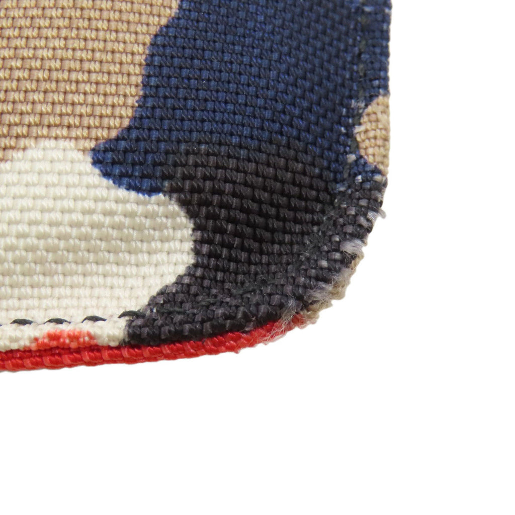 Prada Beige Navy Red Color Canvas Shoulder Bag
