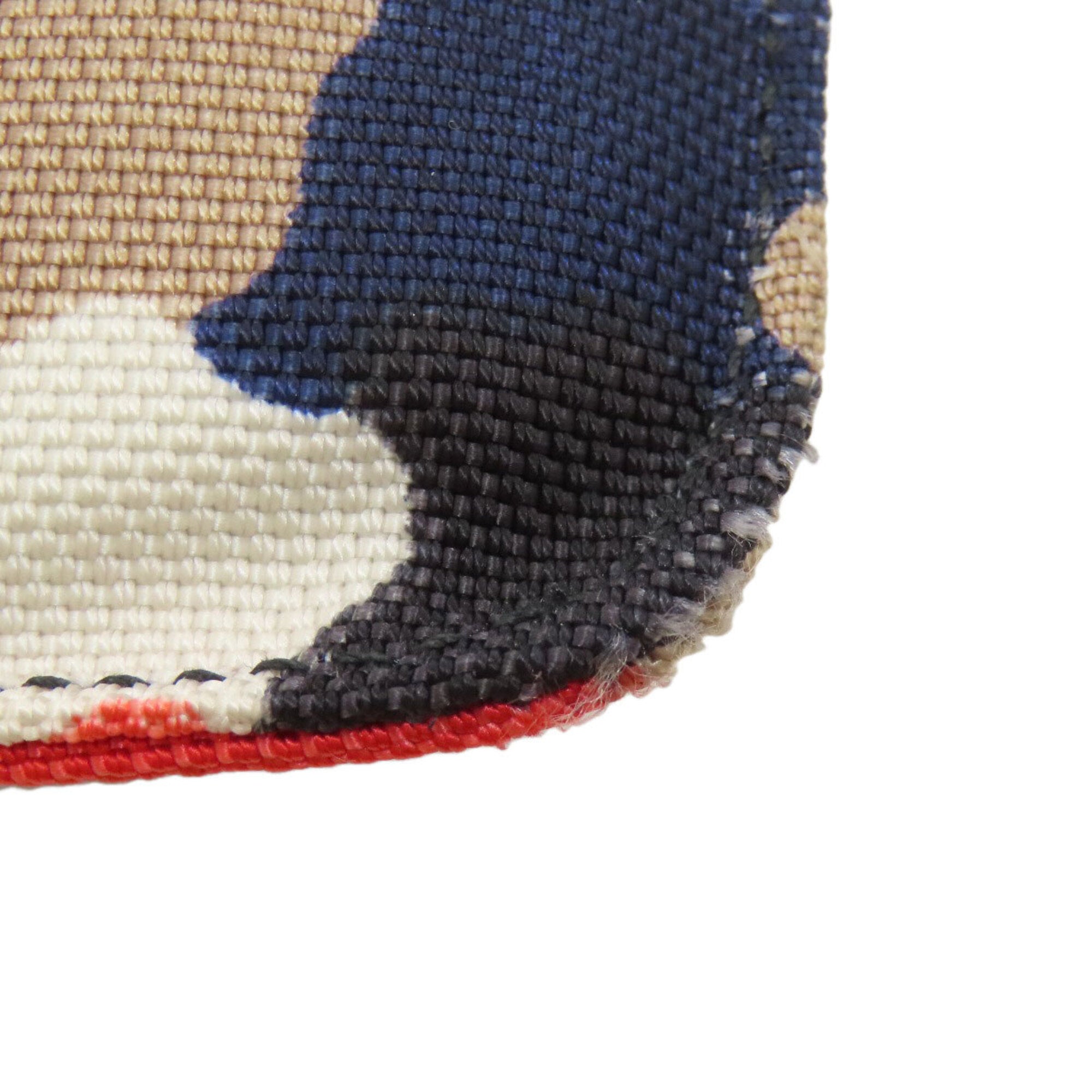 Prada Beige Navy Red Color Canvas Shoulder Bag
