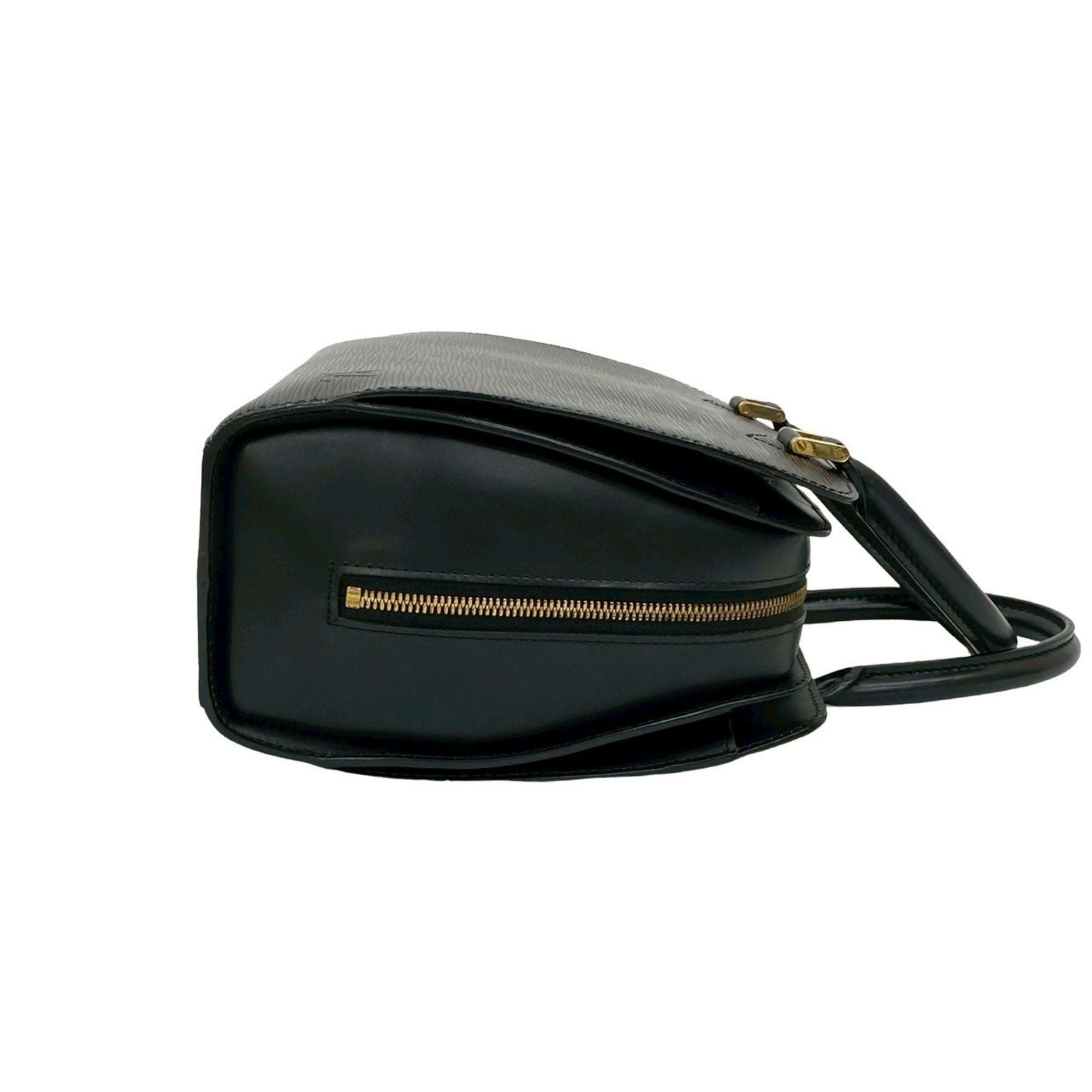 Louis Vuitton Black Leather Handbag Tote Bag
