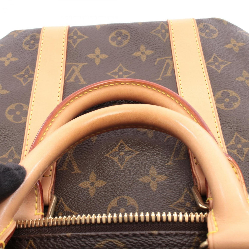 Louis Vuitton Brown Coated Canvas Leather Boston Bag Handbag