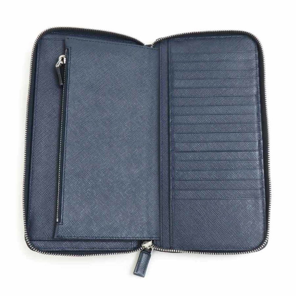 Prada Navy Leather Long Wallet (Bi-Fold)