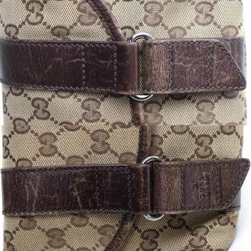 Gucci Beige Brown Gg Canvas Leather Fanny Pack (Pre-Owned)