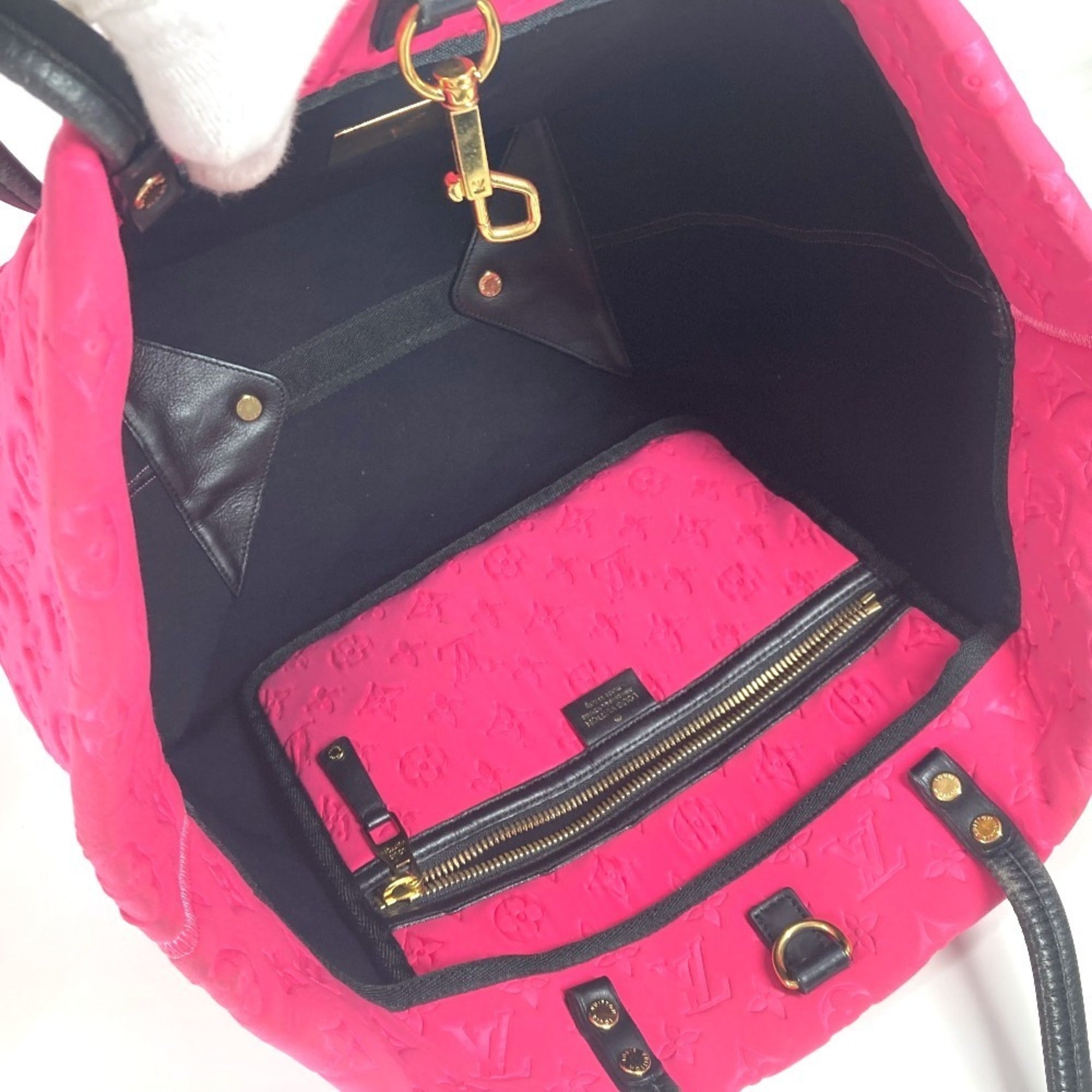 Louis Vuitton Black Pink Microfiber Shoulder Bag Tote Bag