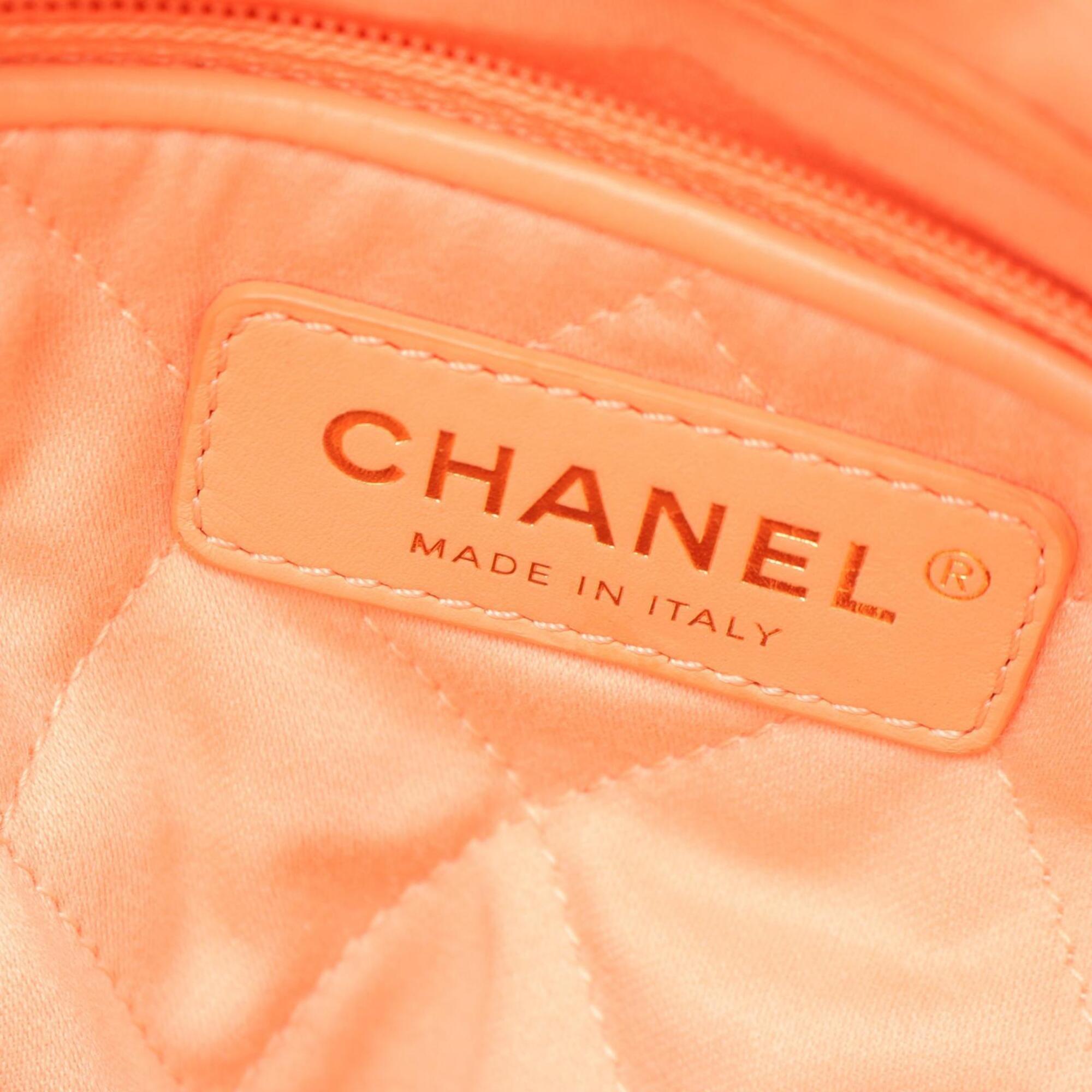 Chanel Orange Grained Calfskin Backpack Handbag