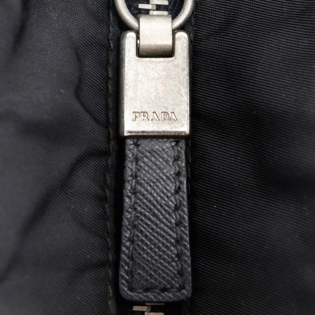 Prada Black Nero Nylon Leather Tote Bag