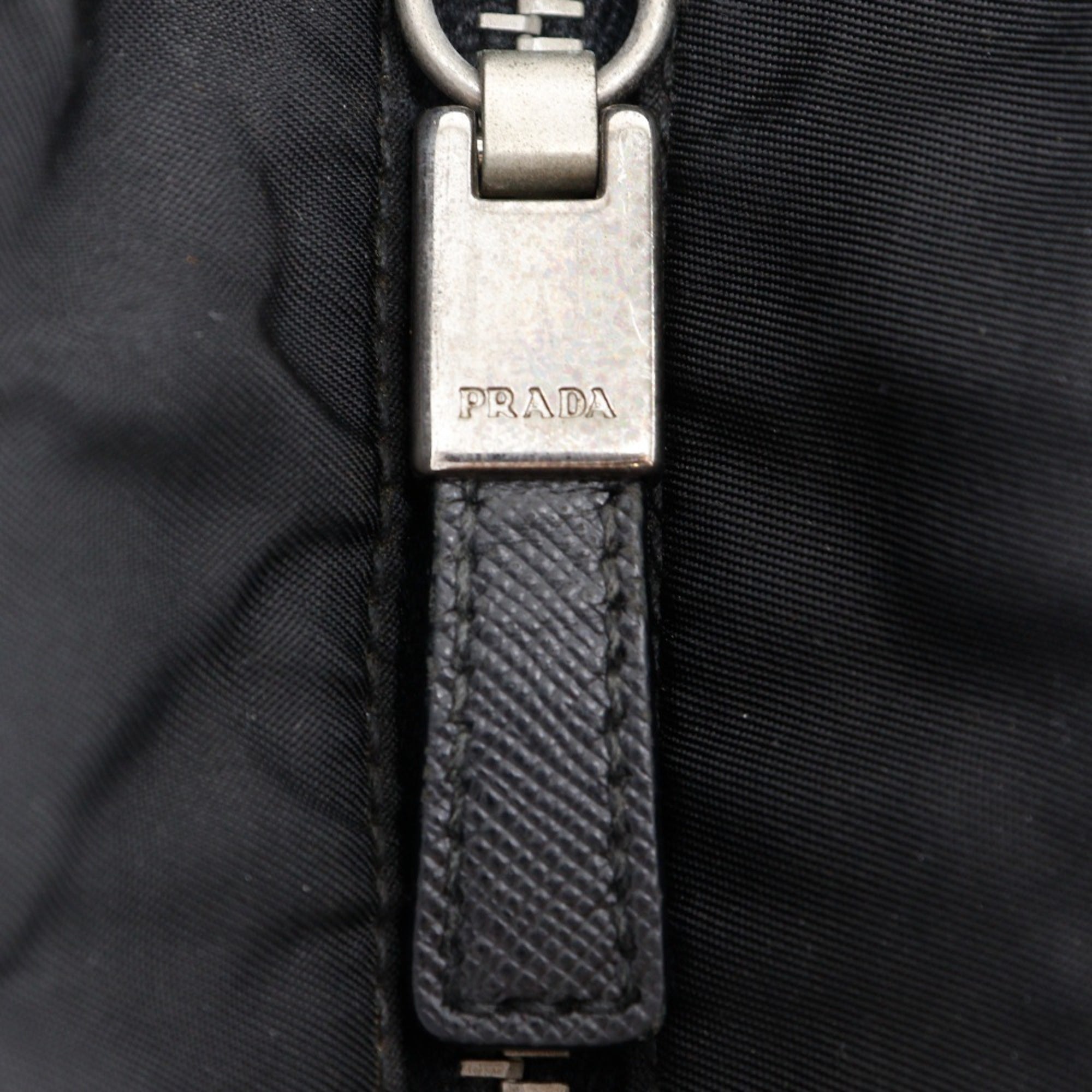 Prada Black Nero Nylon Leather Tote Bag