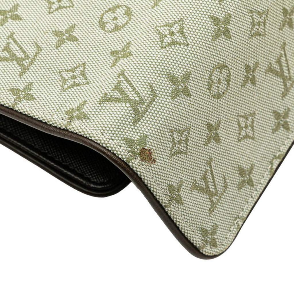 Louis Vuitton Brown Green Canvas Leather Long Wallet