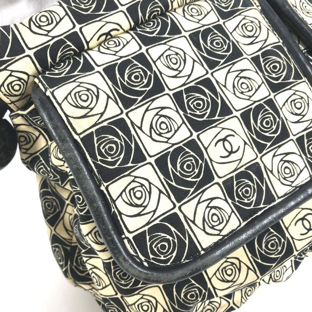 Chanel Camellia Black White Canvas Shoulder Bag Tote Bag