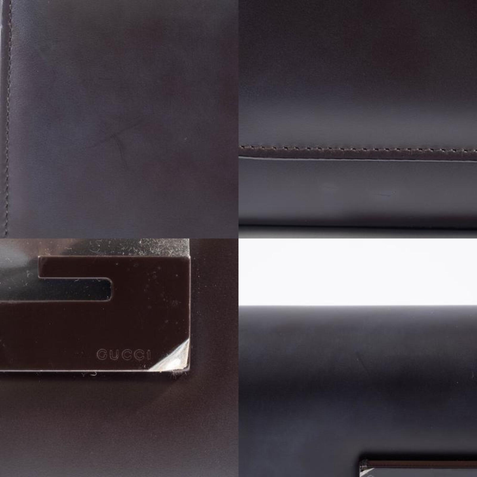 Gucci Dark Brown Leather Shoulder Bag (Pre-Owned)