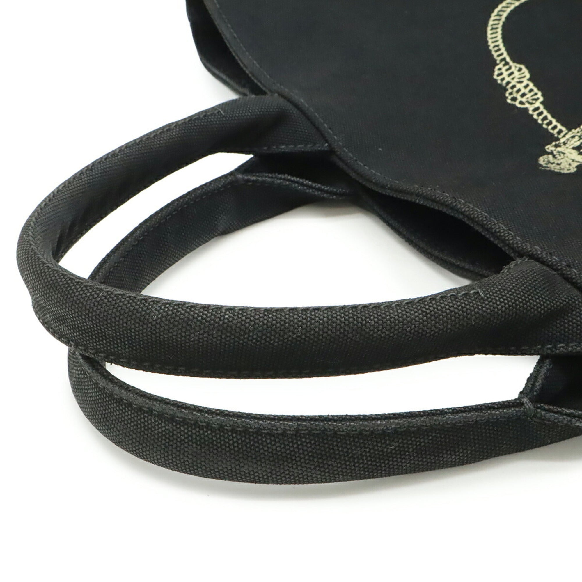 Prada Canapa Black Canvas Leather Handbag Tote Bag