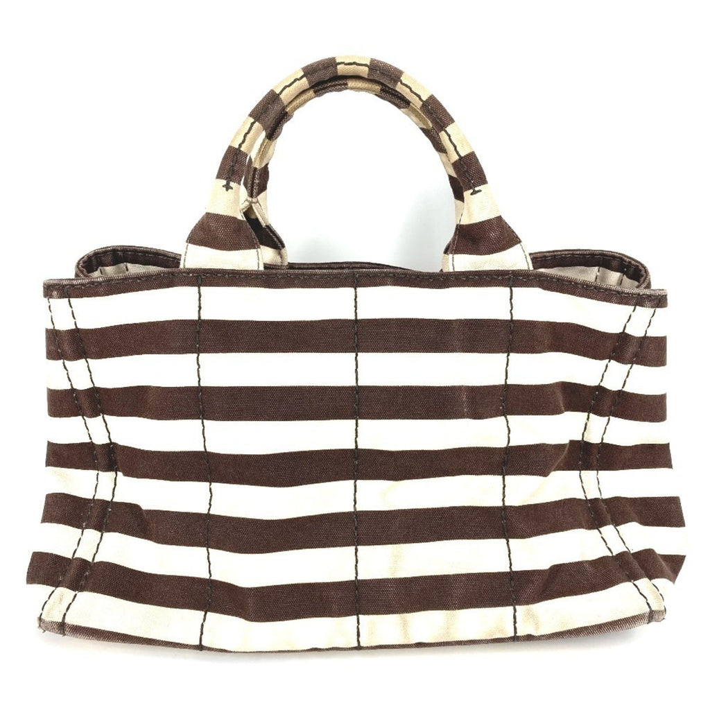 Prada Brown White Canvas Handbag Tote Bag