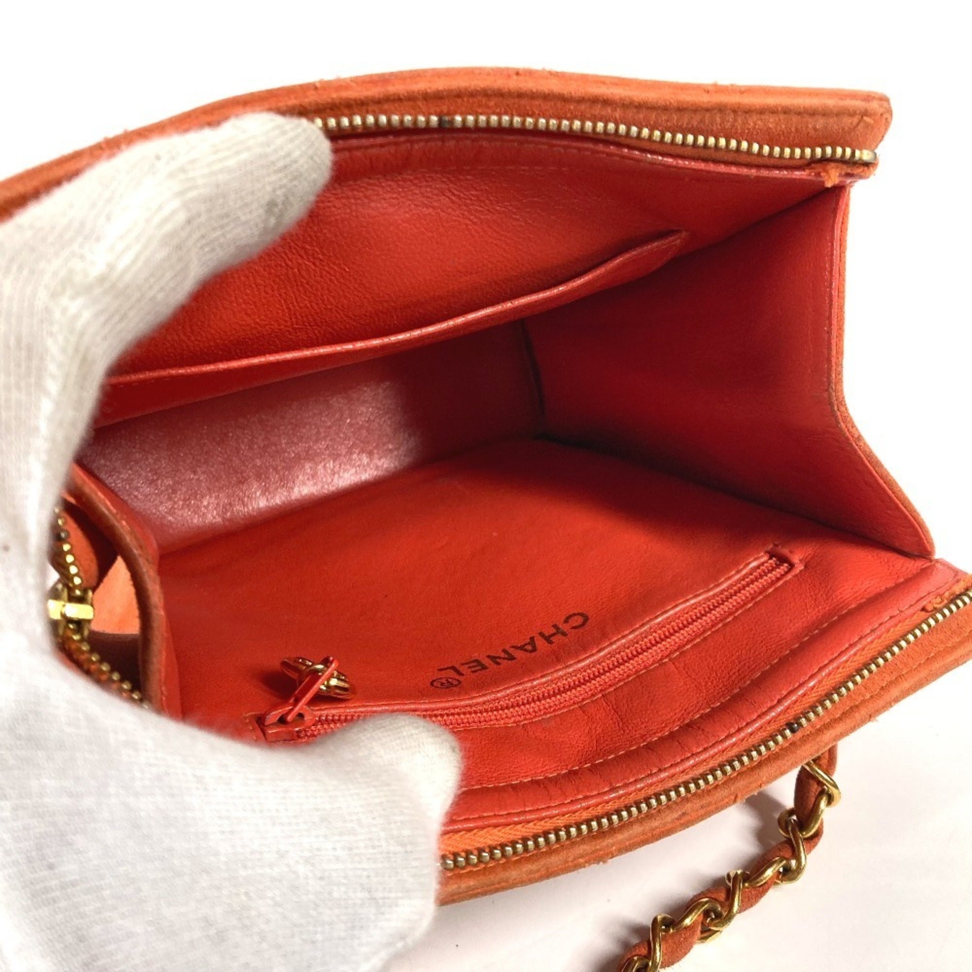 Chanel Orange Suede Handbag Shoulder Bag