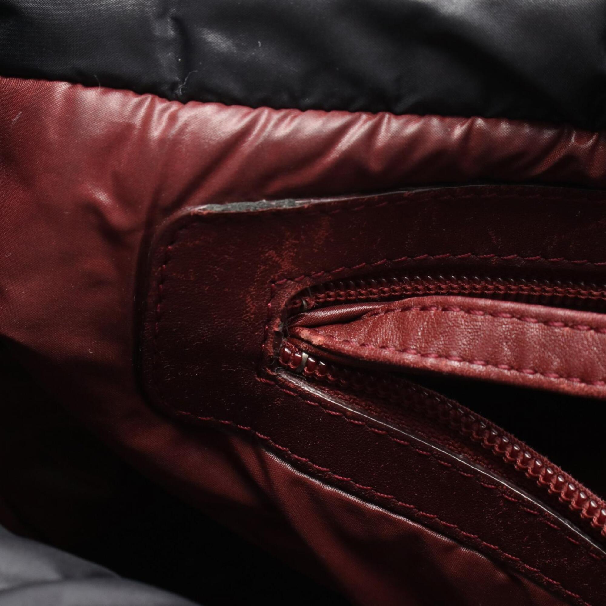 Chanel Black Bordeaux Nylon Leather Handbag Tote Bag