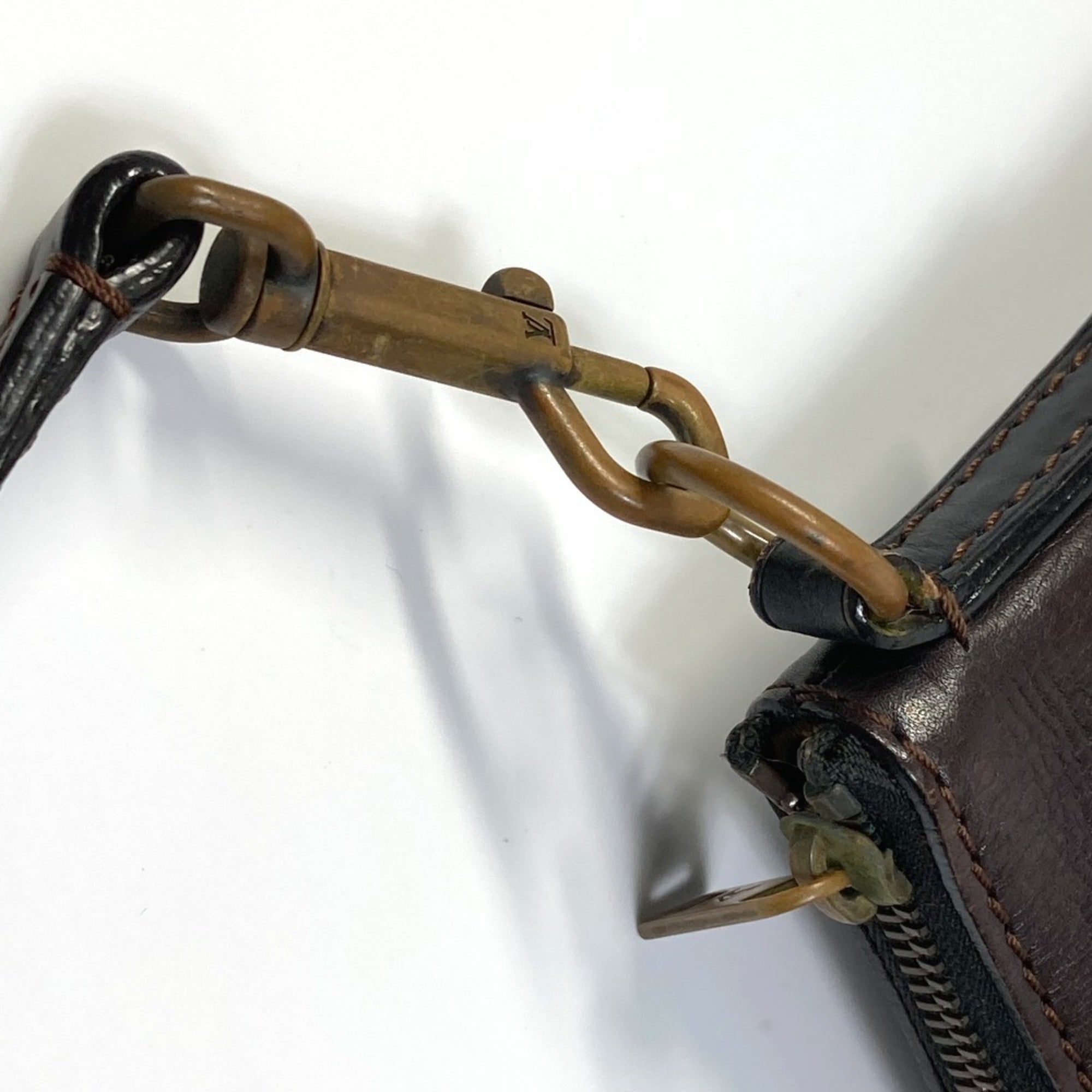 Louis Vuitton Brown Coffee Utah Leather Pochette Shoulder Bag