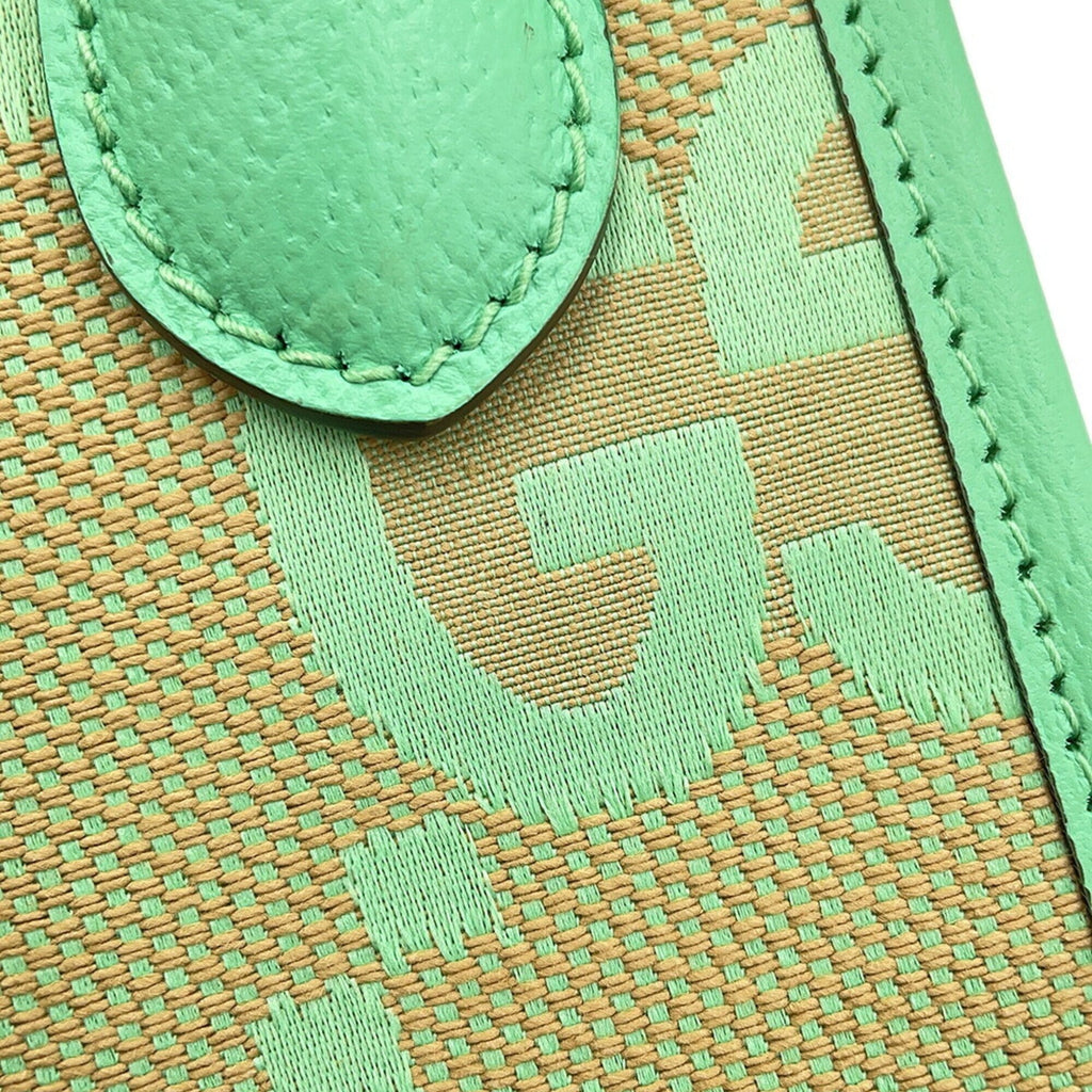 Gucci Gg Canvas Beige Light Green Gg Canvas Leather Handbag Shoulder Bag (Pre-Owned)
