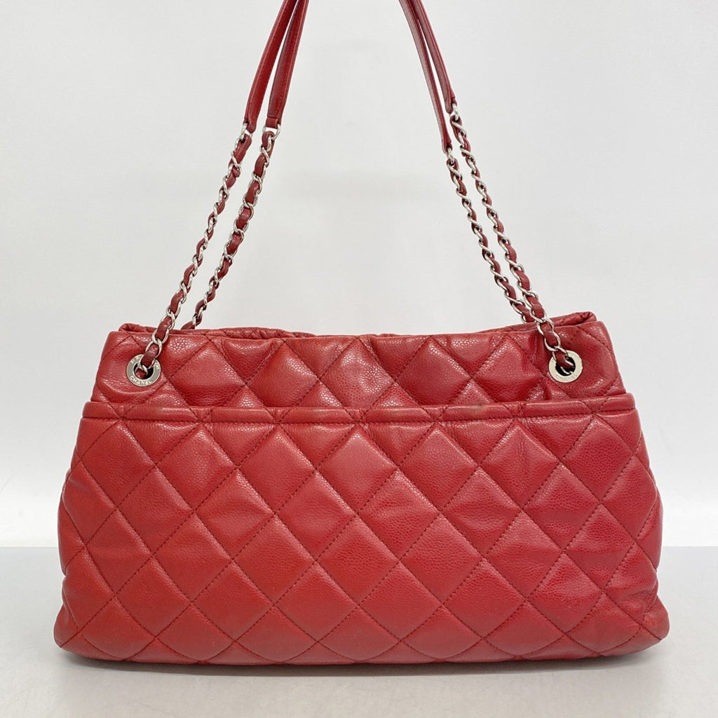 Chanel Red Color Grained Calfskin Tote Bag