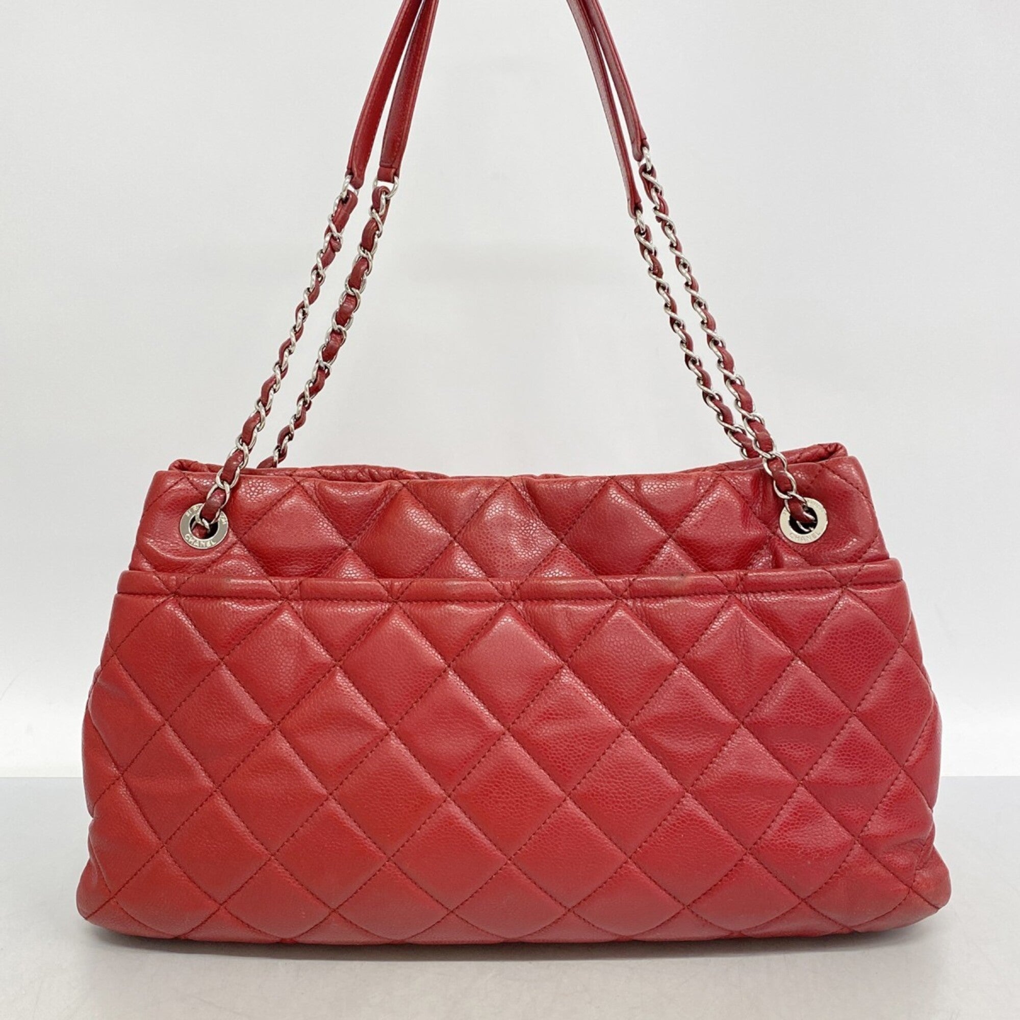 Chanel Red Color Grained Calfskin Tote Bag