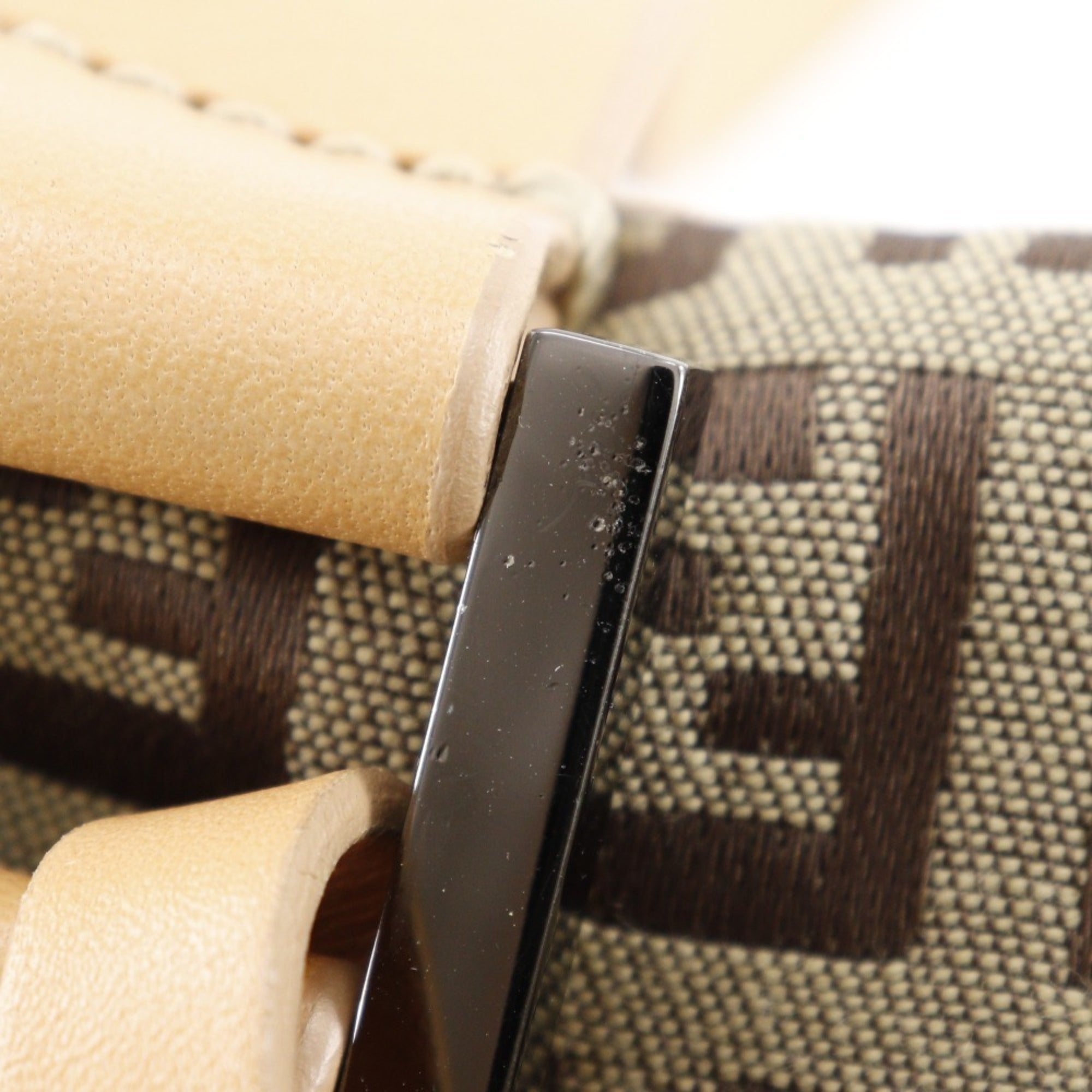 Fendi Brown Canvas Leather Boston Bag