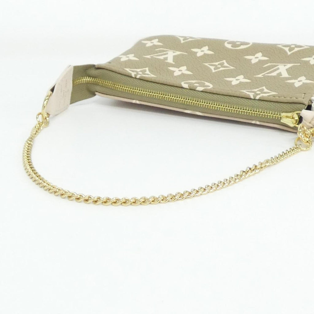 Louis Vuitton Beige Khaki Leather Pochette Pouch