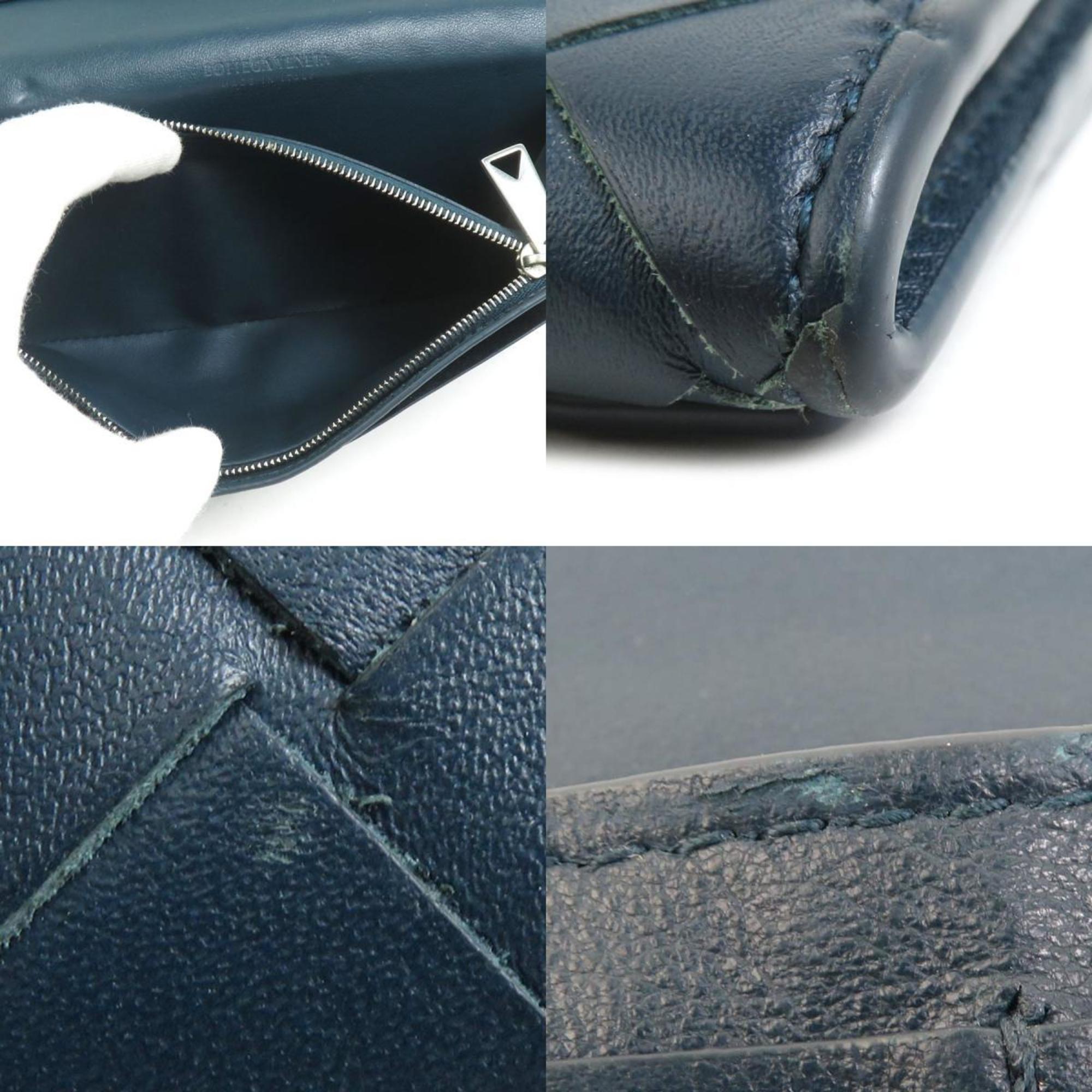 Bottega Veneta Blue Green Intrecciato Long Wallet (Bi-Fold)