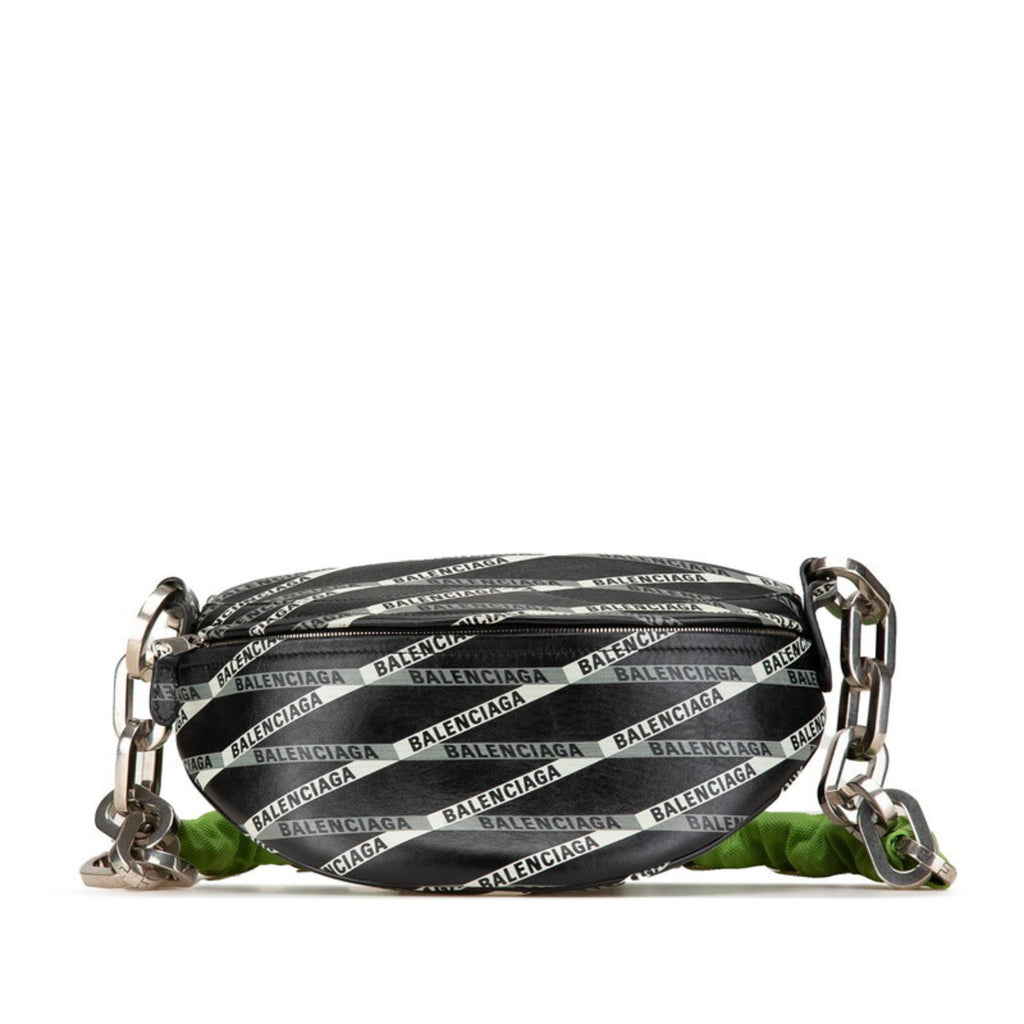 Balenciaga Black Green Leather Fanny Pack
