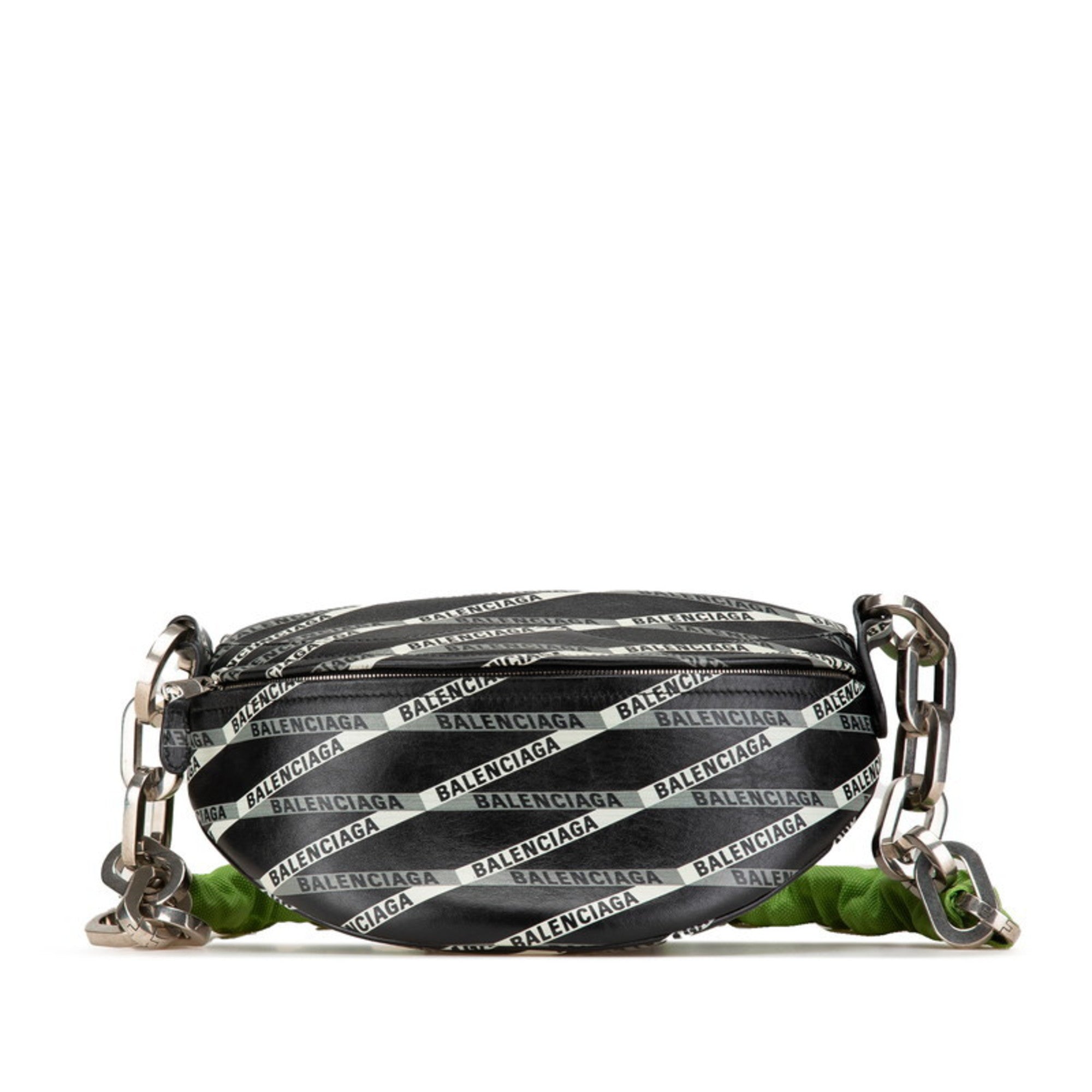 Balenciaga Black Green Leather Fanny Pack