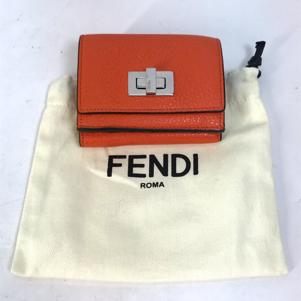 Fendi Orange Leather Wallet (Tri-Fold)