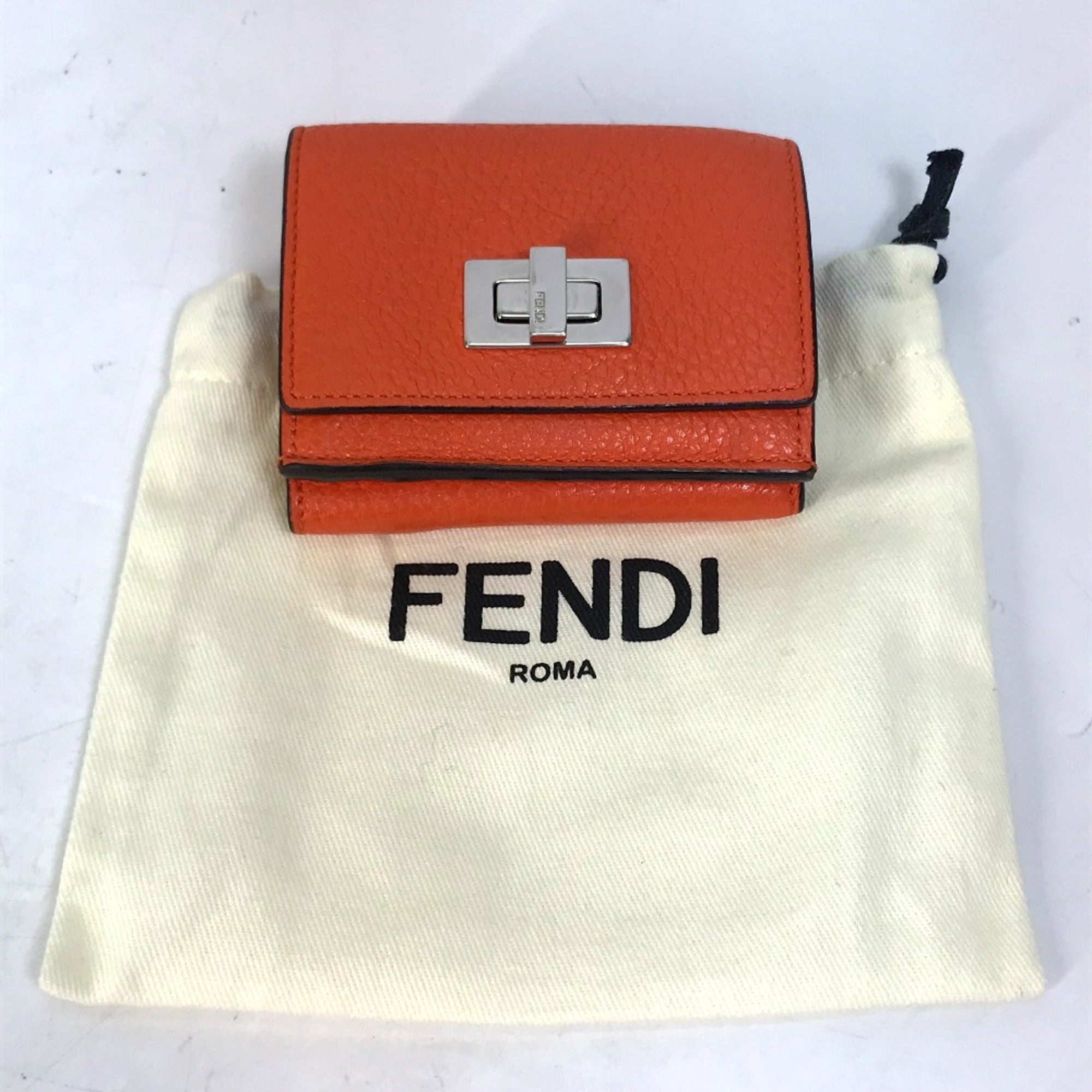 Fendi Orange Leather Wallet (Tri-Fold)