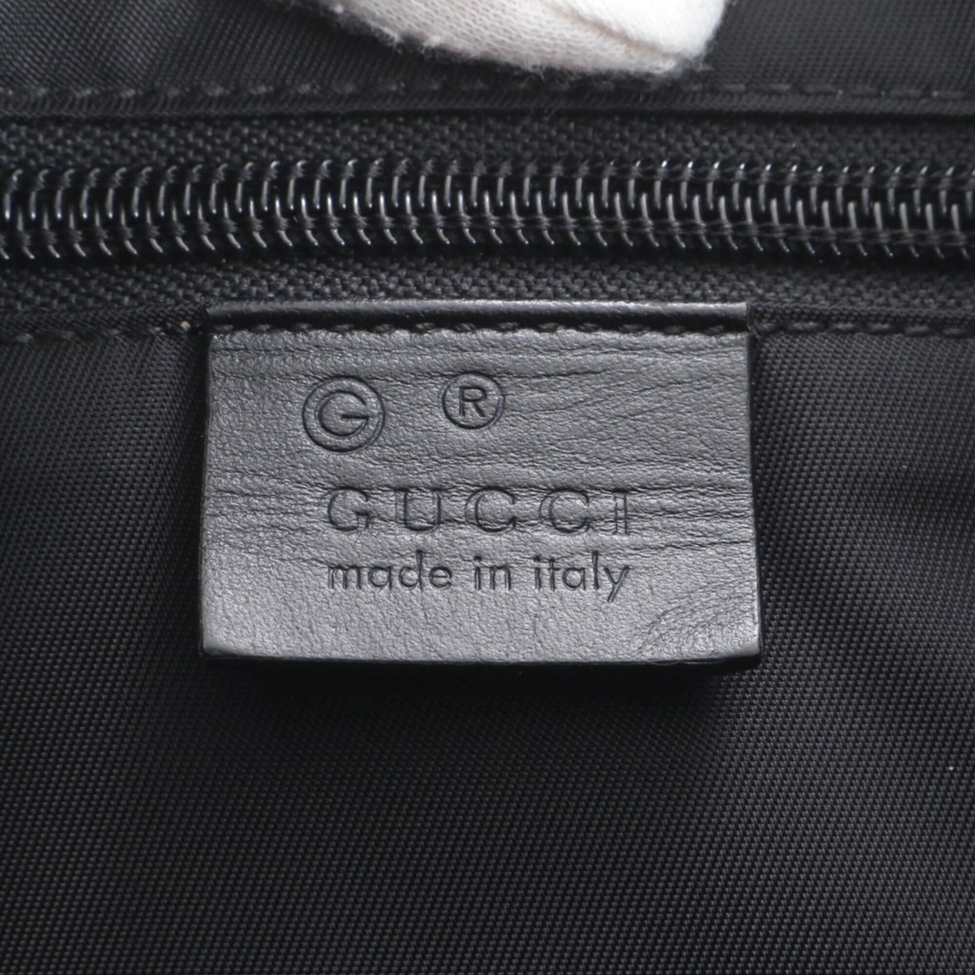 Gucci Sherry Line Black Leather Canvas Handbag (Pre-Owned)