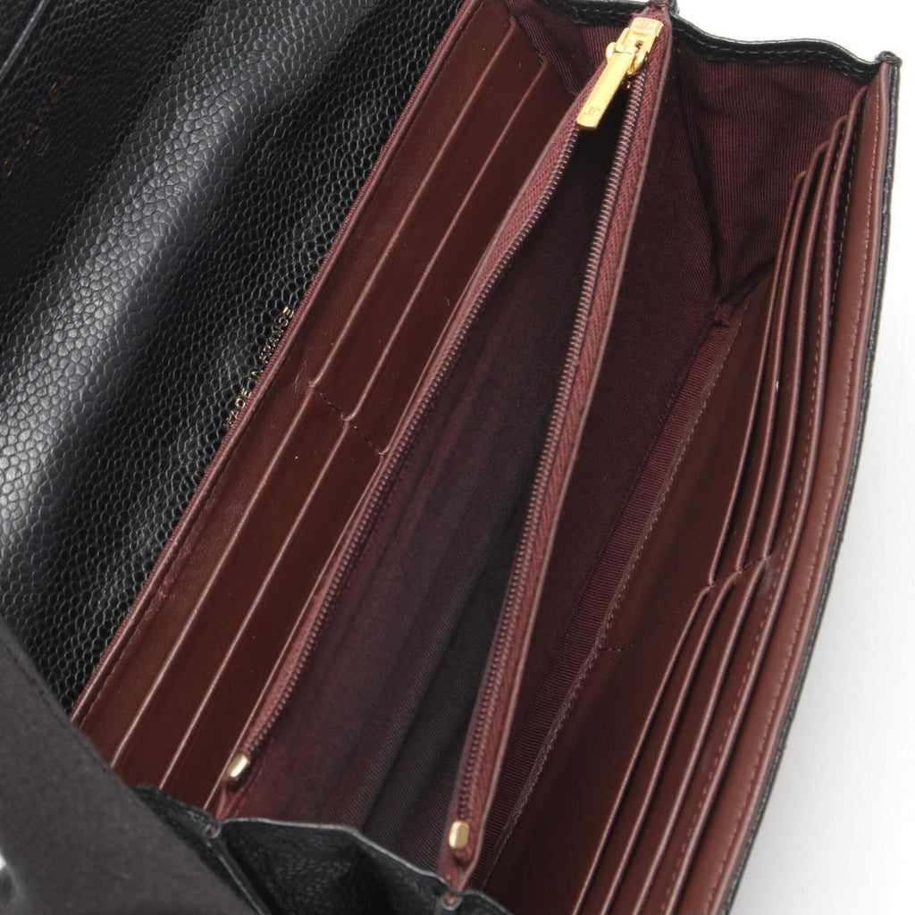 Chanel Black Grained Calfskin Long Wallet (Bi-Fold)