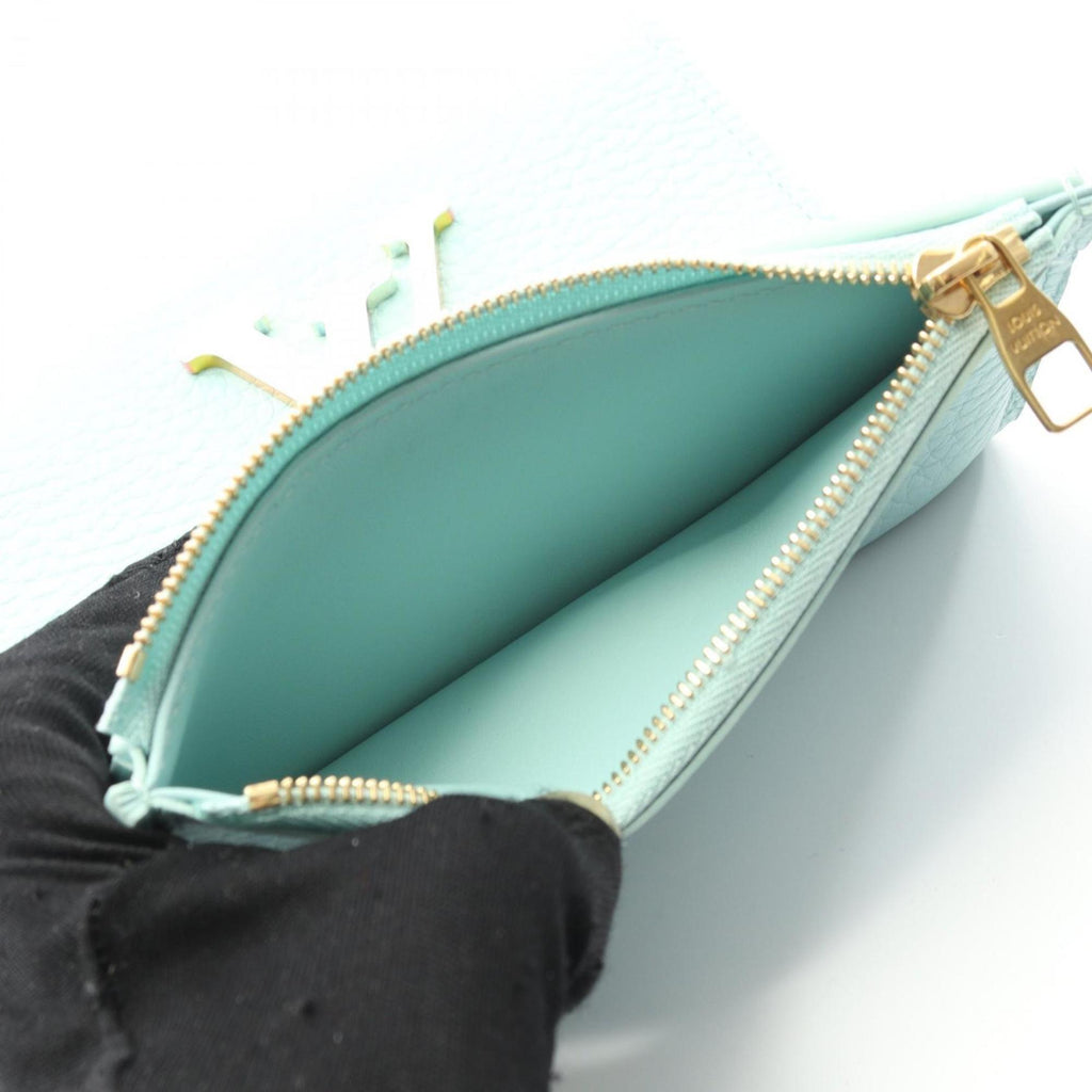 Louis Vuitton Blue Green Leather Wallet (Tri-Fold)