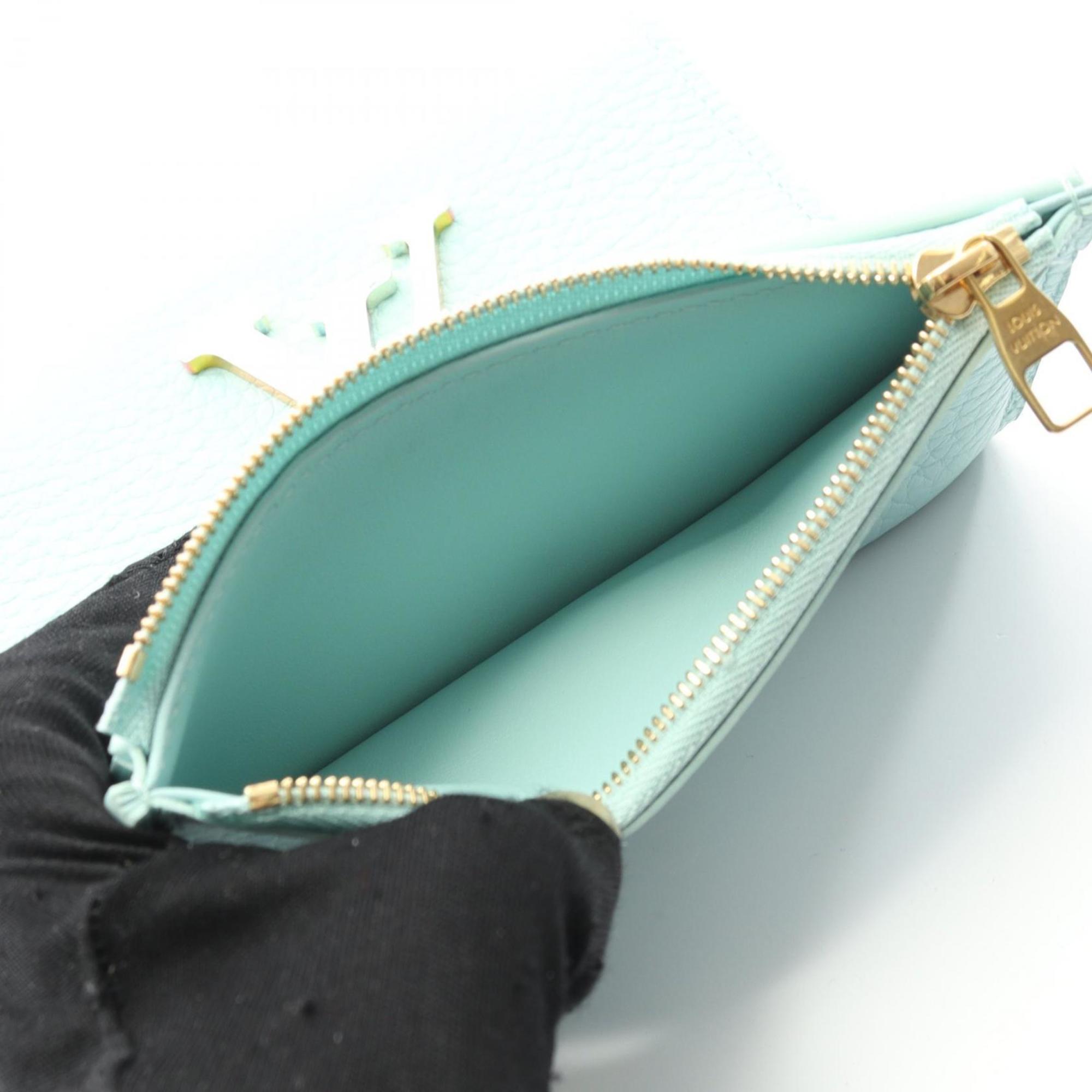 Louis Vuitton Blue Green Leather Wallet (Tri-Fold)