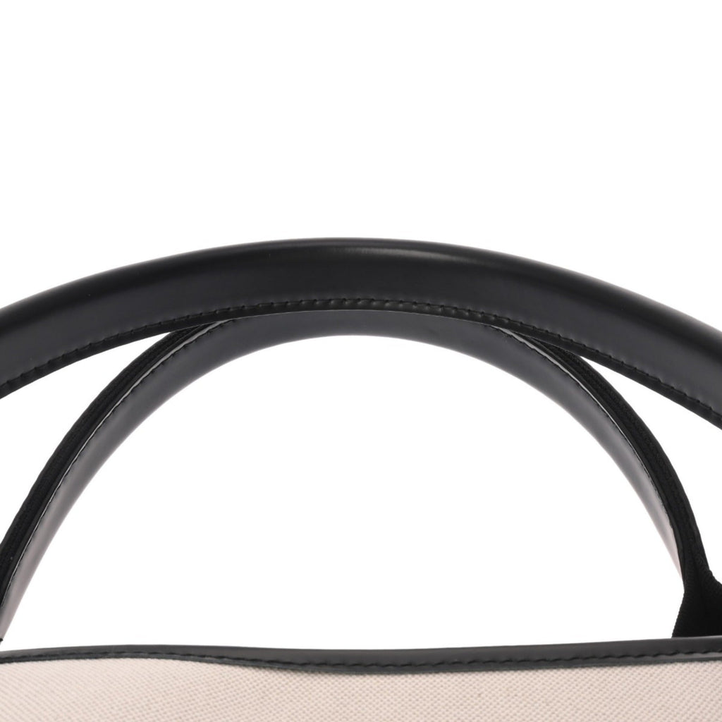 Balenciaga Black White Canvas Leather Hand