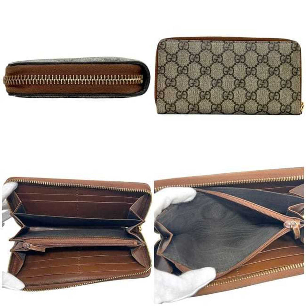 Gucci Beige Brown Pvc Leather Long Wallet (Bi-Fold) (Pre-Owned)