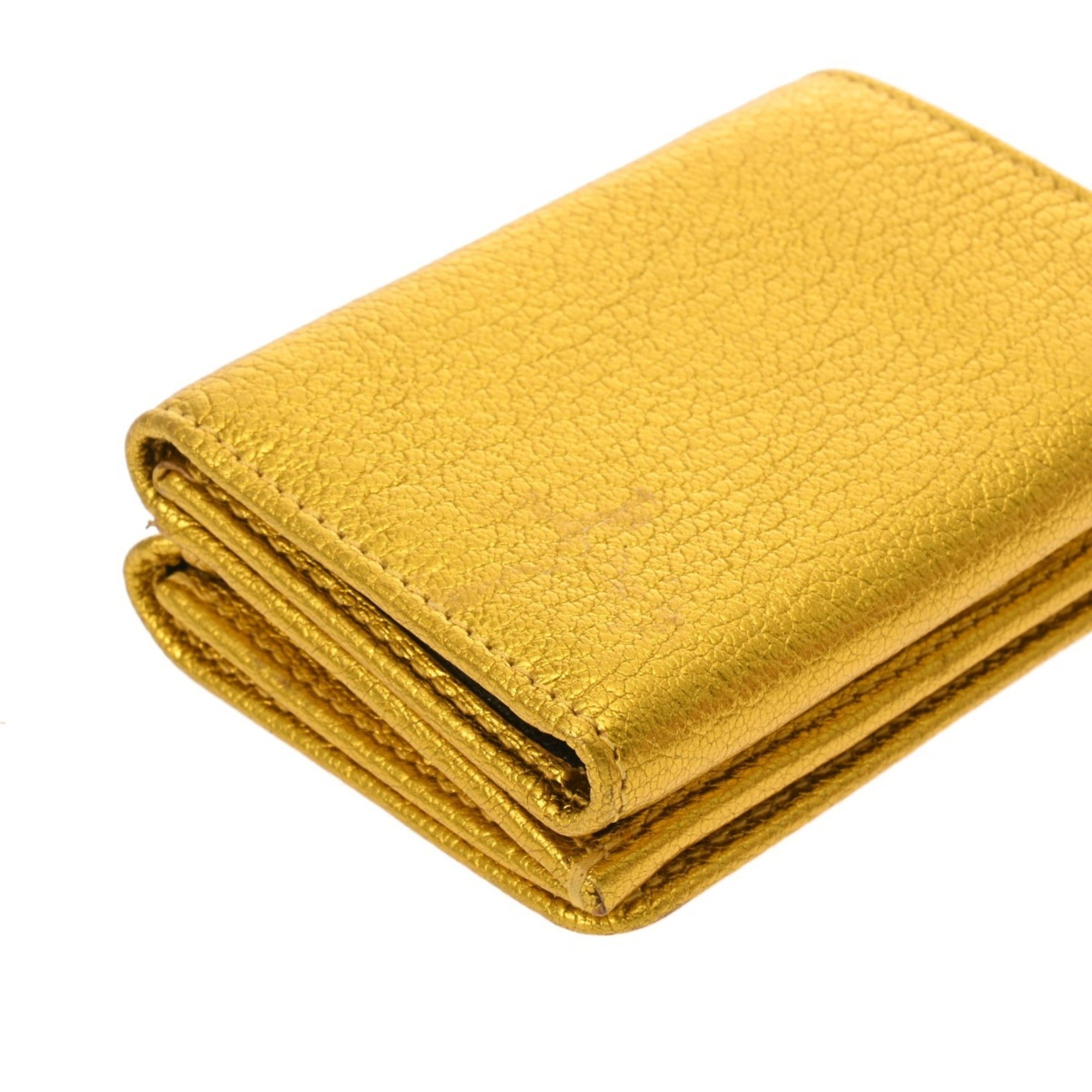 Balenciaga Metallic Gold Leather Wallet (Tri-Fold)