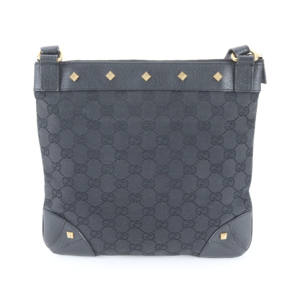 Gucci Black Leather Canvas Shoulder Bag (Pre-Owned)