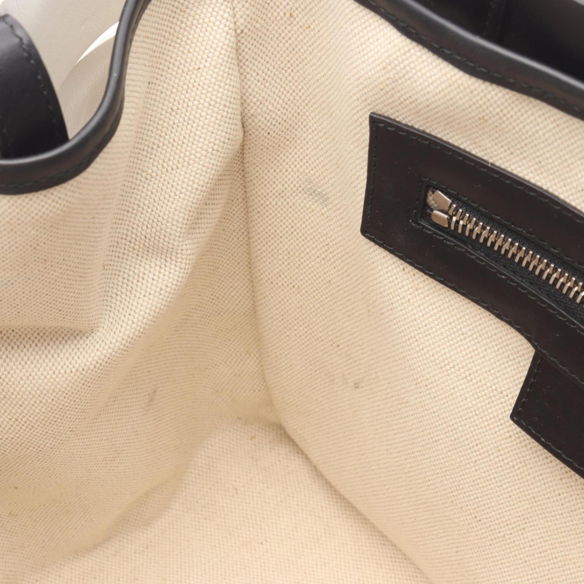 Balenciaga Black White Leather Canvas Handbag Tote