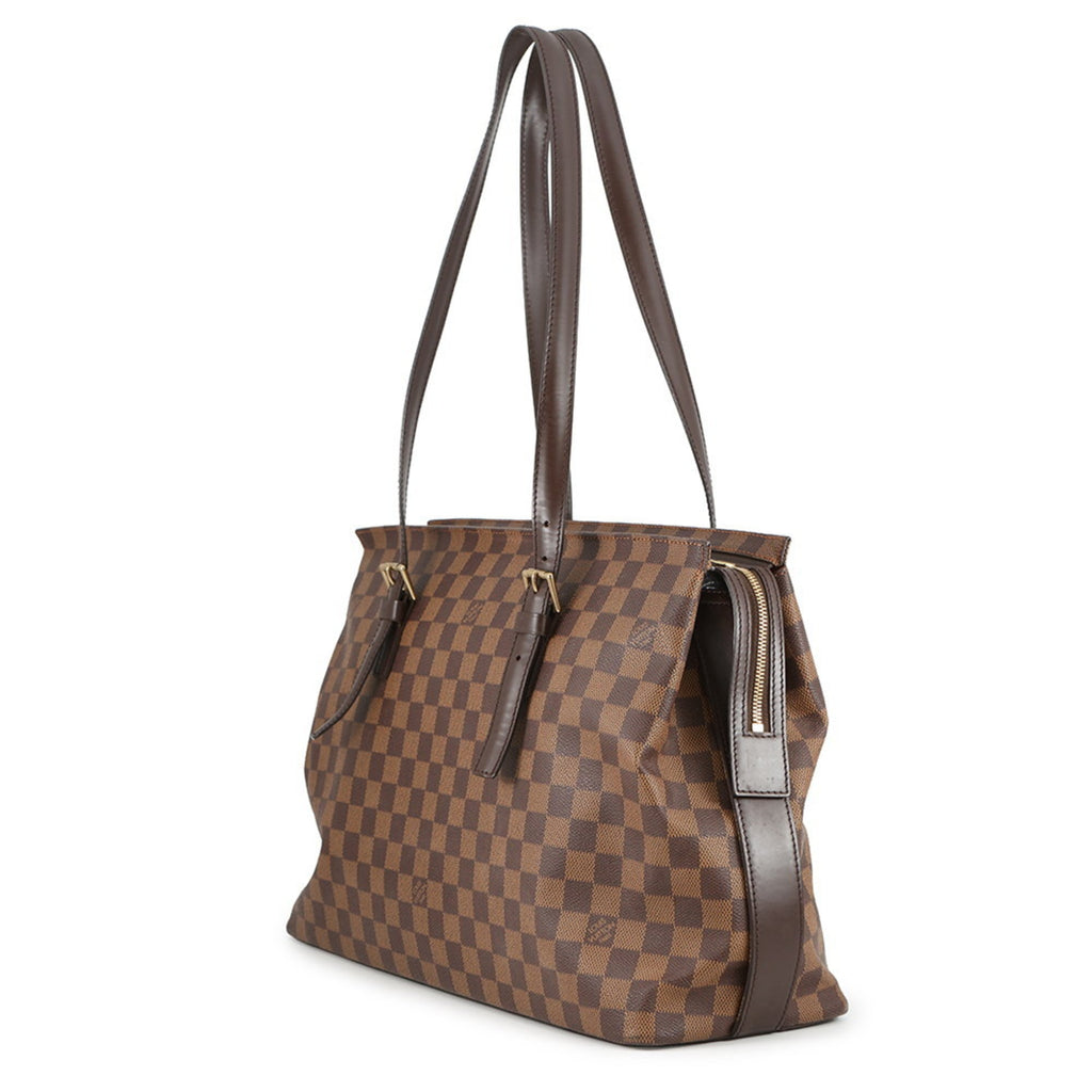 Louis Vuitton Damier Damier Canvas Ebene Red Color Shoulder Bag Tote Bag