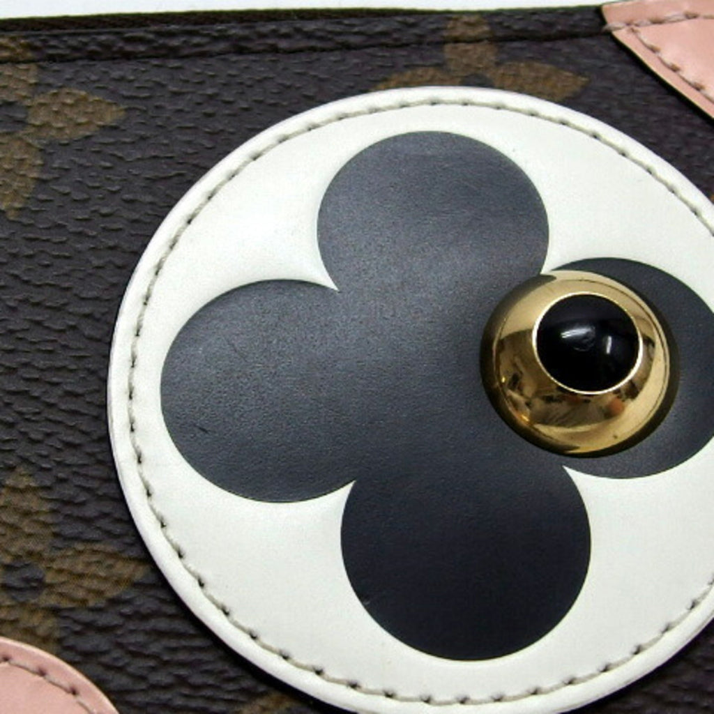 Louis Vuitton Black Rose Ballerine White Monogram Canvas Leather Metal Long Wallet