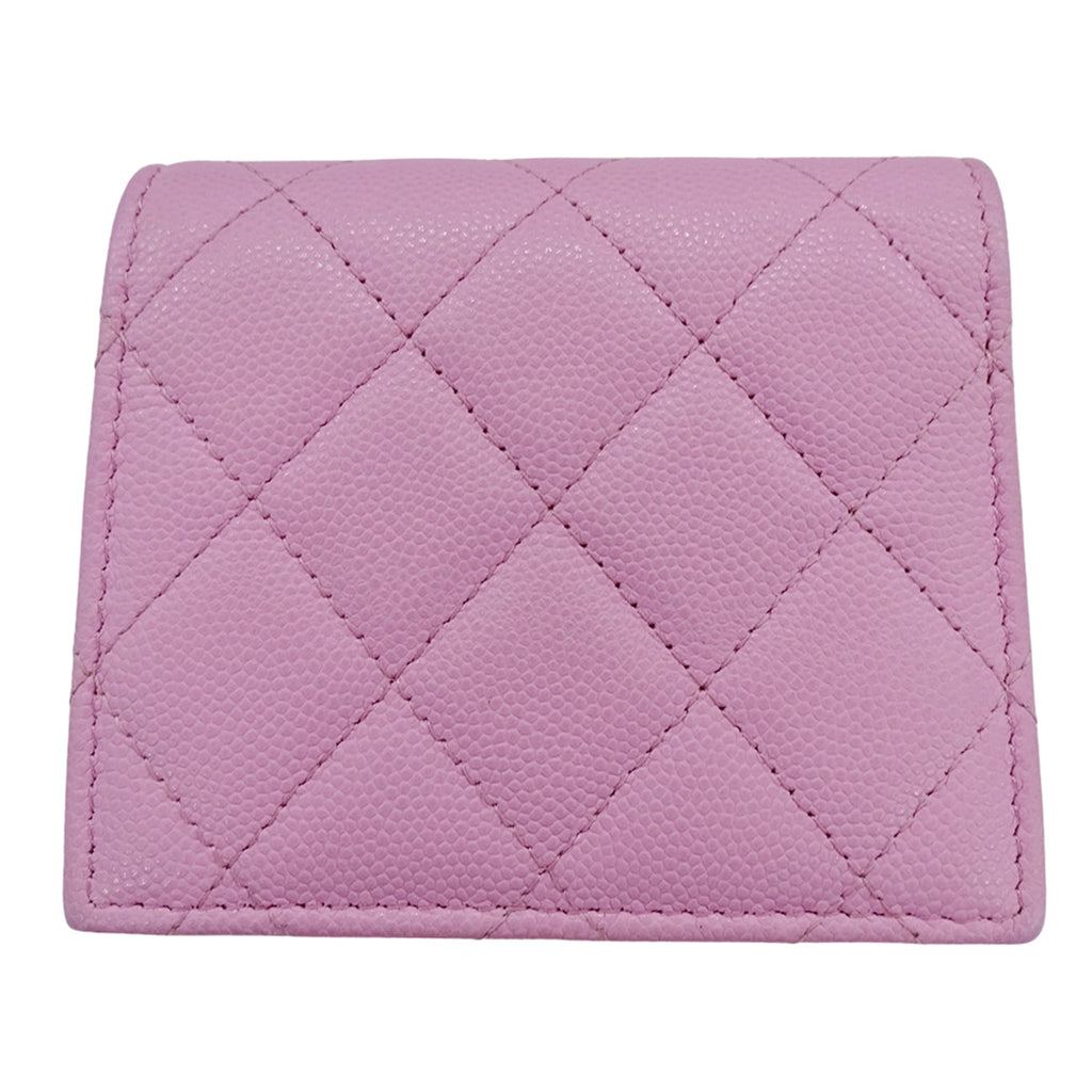 Chanel Green Pink Grained Calfskin Wallet (Bi-Fold)