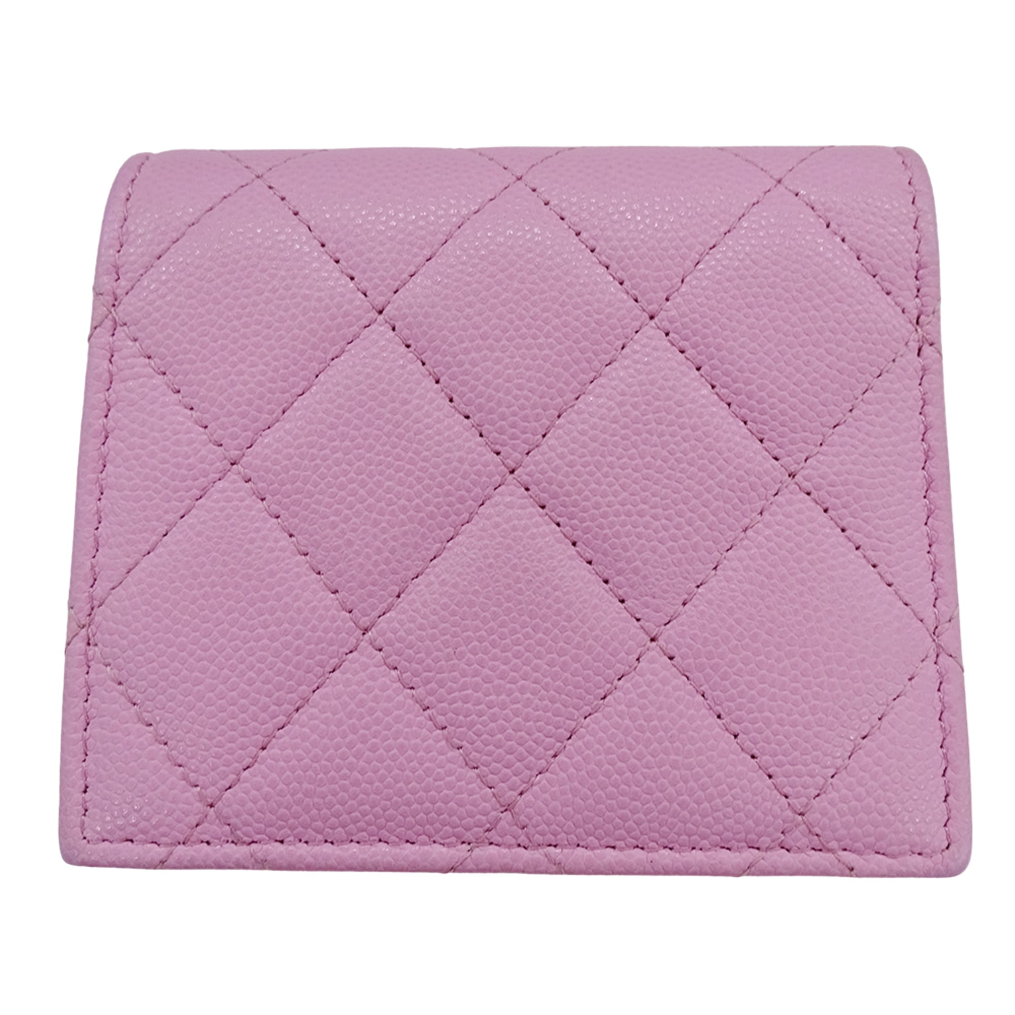 Chanel Green Pink Grained Calfskin Wallet (Bi-Fold)