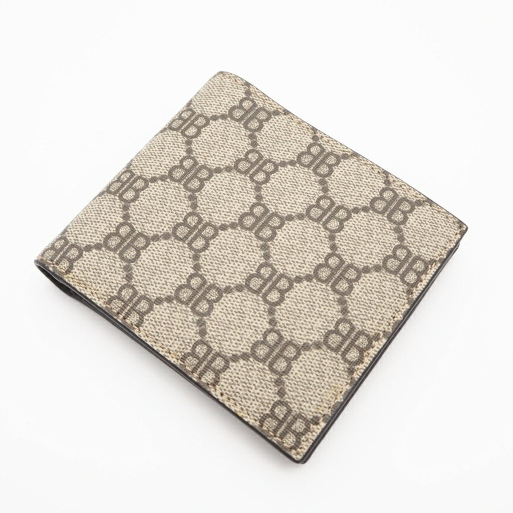 Balenciaga Beige Coated Canvas Leather Wallet (Bi-Fold)