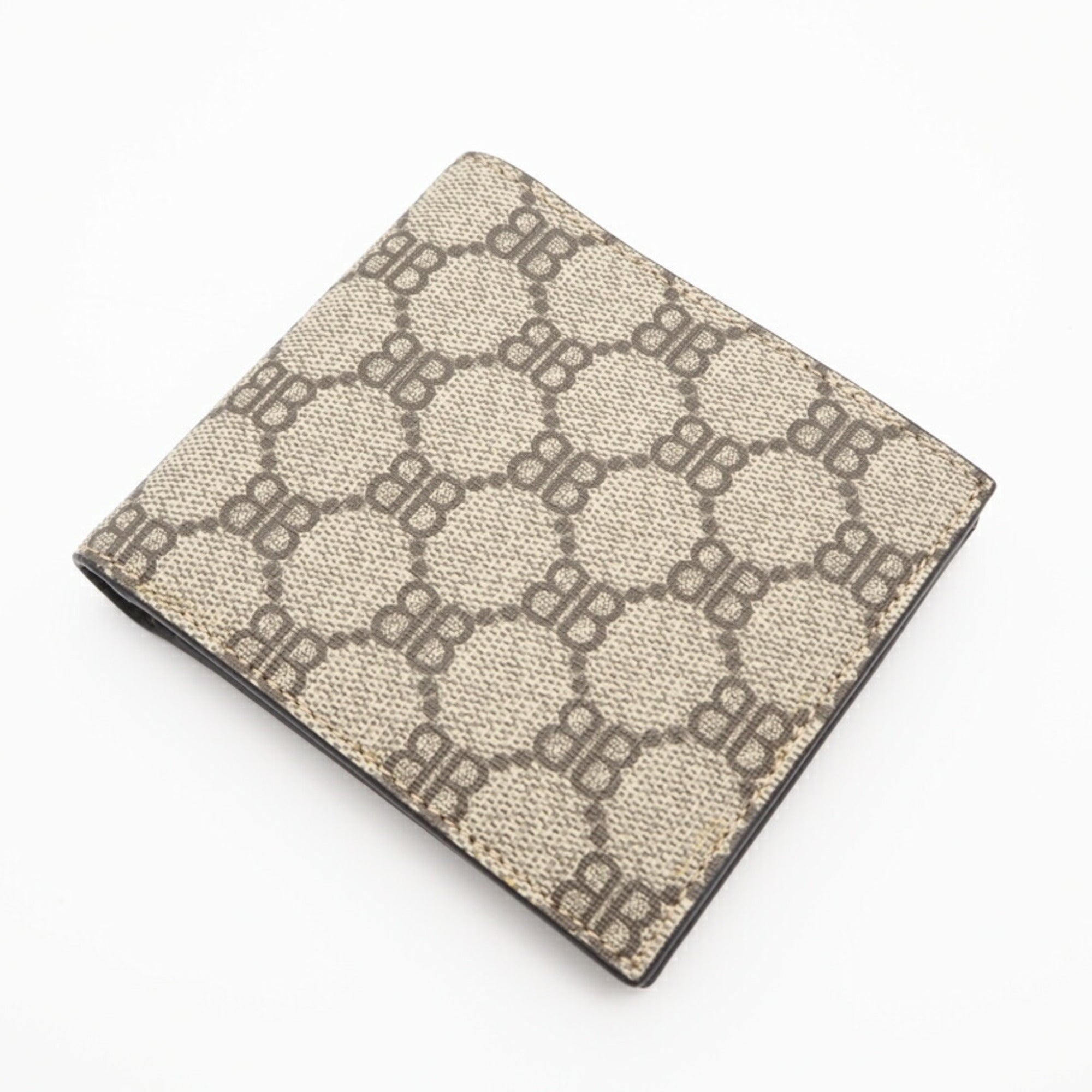 Balenciaga Beige Coated Canvas Leather Wallet (Bi-Fold)