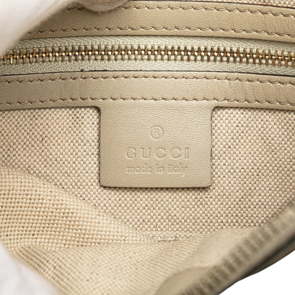 Gucci Gg Canvas Beige Gg Canvas Leather Shoulder Bag (Pre-Owned)