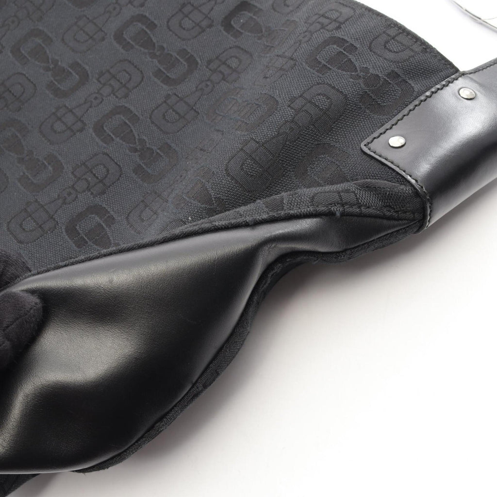 Gucci Black Canvas Leather Handbag Shoulder Bag (Pre-Owned)